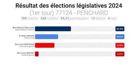 Résultat élections législatives 2024 (1er tour) à Penchard